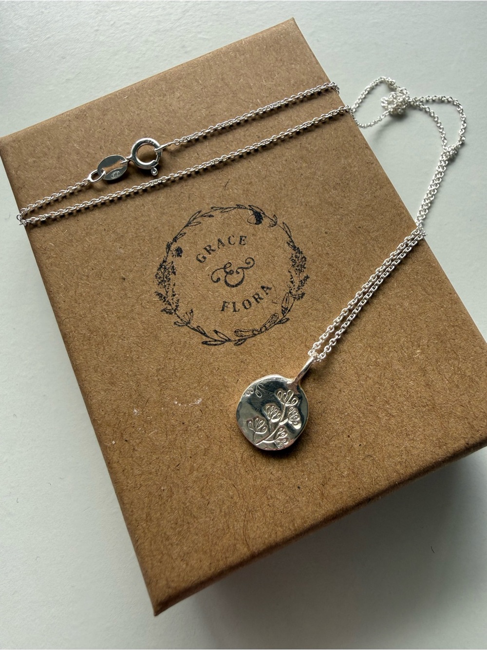 Grace and Flora Sterling Silver Floral Pendant Necklace